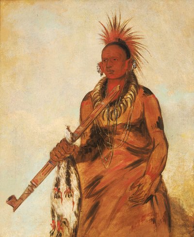 No-o-mún-nee, Kävelee sateessa, soturi, 1832. tekijältä George Catlin