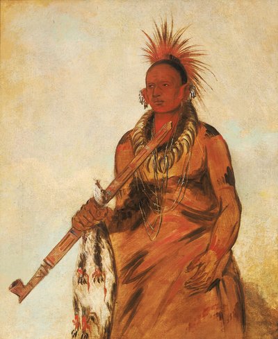 No-o-mún-nee, Kävelee sateessa, soturi tekijältä George Catlin