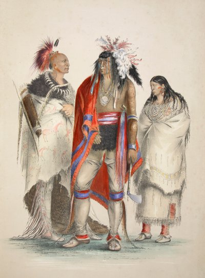 Pohjois-Amerikan intiaanit, pub. 1845 värilitografia. tekijältä George Catlin