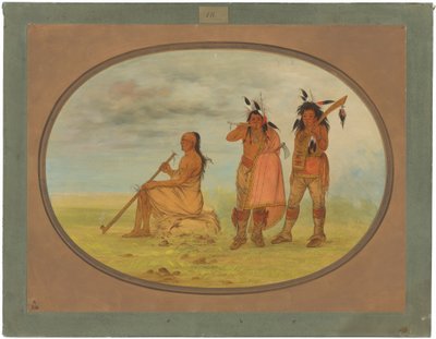 Vanha menominee-päällikkö kahden nuoren keikarin kanssa tekijältä George Catlin