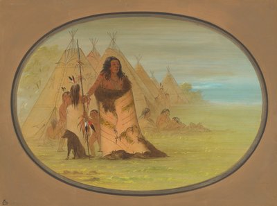 Puncah-päällikkö perheensä ympäröimänä, 18611869. tekijältä George Catlin