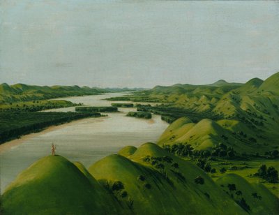River Bluffs, 1320 mailia St. Louisin yläpuolella, 1832. tekijältä George Catlin