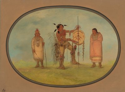 Saukie Warrior, hänen vaimonsa ja poika, 18611869. tekijältä George Catlin