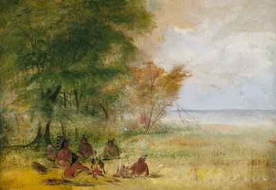 Sioux Indian Council, Chiefs in Profound Deliberation, 1832-1837. tekijältä George Catlin