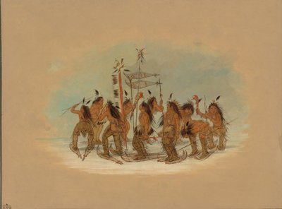 Lumikenkätanssi - Ojibbeway, 18611869. tekijältä George Catlin