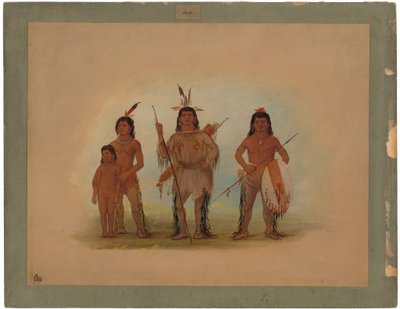 Spokanen päällikkö, kaksi soturia ja poika tekijältä George Catlin