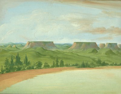Square Hills, 1200 mailia St. Louisin yläpuolella, 1832. tekijältä George Catlin