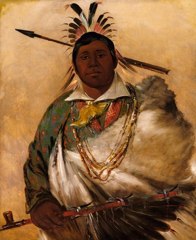 Téh-ke-néh-kee, Musta takki, päällikkö tekijältä George Catlin