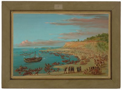 Griffin saapumassa Mackinawin satamaan. 27. elokuuta 1679 tekijältä George Catlin