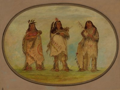 Sioux-heimon kolme arvostettua soturia, 1861. tekijältä George Catlin