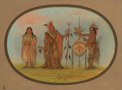 Kaksi Saukie-päällikköä ja nainen, 18611869. tekijältä George Catlin