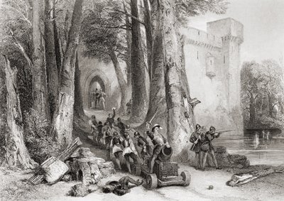 The Siege of Lathom House, 1644, kaiverrus W. Topham tekijältä George Cattermole