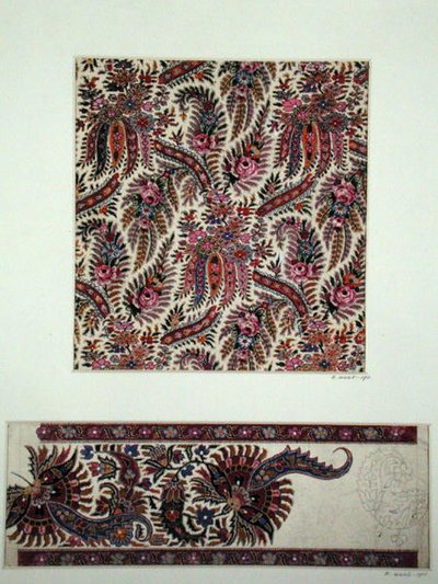 Kangasmallit Paisley Shawlsille, n. 1871 (guassi paperille) tekijältä George Charles Haite