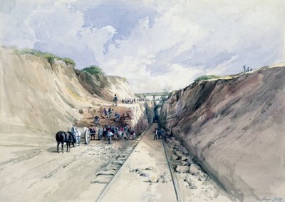 Leikkauksen kaivaminen Great Western Railwaylle, 1841 (wc paperilla) tekijältä George Childs