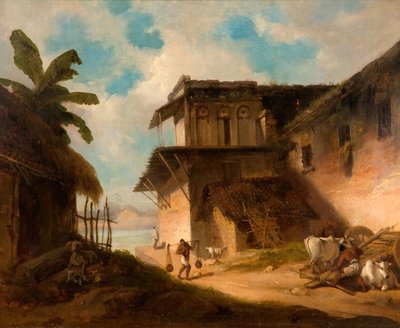 Bengalin kyläkohtaus, 1821. tekijältä George Chinnery