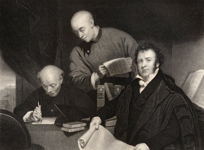 Robert Morrison, kaiverrettu W. Holl, National Portrait Gallery Volume IV -osasta, julkaistu noin 1820 tekijältä George Chinnery