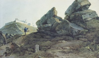 Rocks and a Hill Convent, Kiina tekijältä George Chinnery