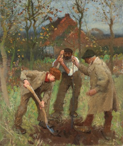 Puun istuttaminen (öljy kankaalle) tekijältä George Clausen