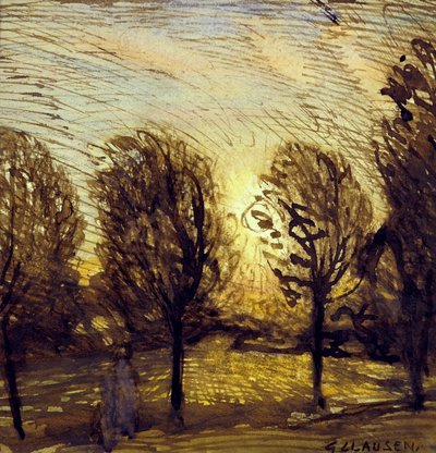 Nimetön [Puiden tutkimus] (akvarelli) tekijältä George Clausen