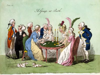 Ryhmä Bathissa, 1796 (käsinvärinen akvatinta) tekijältä George Cruikshank