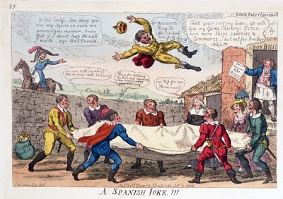 Espanjalainen vitsi, pubi. 1808 (käsinvärinen kaiverrus) tekijältä George Cruikshank