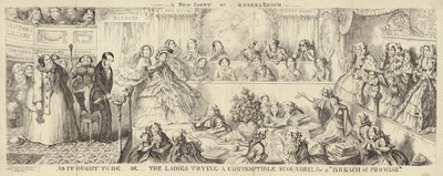 Satiirinen pilapiirros Queens Benchistä tekijältä George Cruikshank