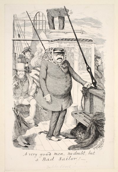 Epäilemättä erittäin hyvä mies, mutta huono merimies!, pubi. 1845 tekijältä George Cruikshank