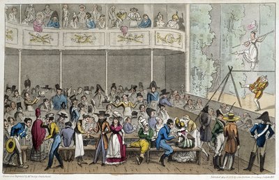 Akrobaattiesitys Café de la Paixissa - elokuvassa Life in Paris, David Carey, Lontoo tekijältä George Cruikshank