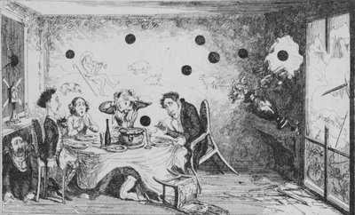 Keskeytyneet englantilaiset illallisjuhlat Pariisissa vuonna 1849. tekijältä George Cruikshank