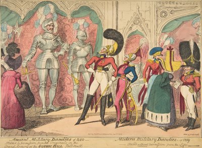 Ancient Military Dandies 1450 - Modern Military Dandies vuodelta 1819, 1. elokuuta 1835., 1. elokuuta 1835. tekijältä George Cruikshank