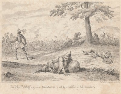 Toinen osa kentästä: "Henry IV osa I", näytös V, kohtaus IV tekijältä George Cruikshank