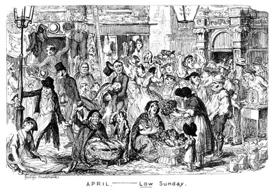 Huhtikuu - alhainen sunnuntai, 1800-luku. tekijältä George Cruikshank