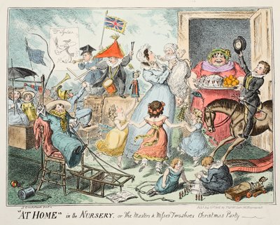 Kotona lastenhuoneessa tai "Mestarien ja neitien kahden kengän joulujuhlat", 1835 (käsinvärinen kaiverrus) tekijältä George Cruikshank
