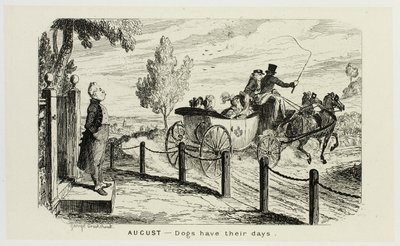 Elokuu - Koirilla on päivänsä George Cruikshankin teräsveistoksista The Comic Almanacksiin: 1835-1853 tekijältä George Cruikshank