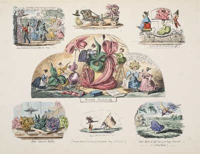 Bonnet Building, pub. 1828 (käsinvärinen kaiverrus) tekijältä George Cruikshank