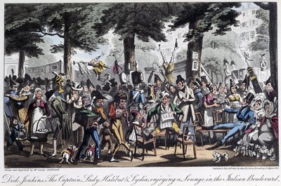 Boulevard des Italiens - teoksessa Life in Paris, David Carey, Lontoo tekijältä George Cruikshank