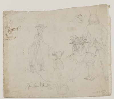 Hahmotutkimukset (kynä, kynä ja muste paperille) tekijältä George Cruikshank