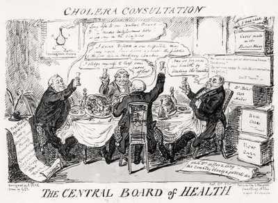 Kolerakonsultaatio Central Board of Healthissa, julkaistu 27. helmikuuta 1832. tekijältä George Cruikshank