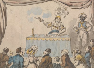Taikuri pistoolilla ja korteilla tekijältä George Cruikshank
