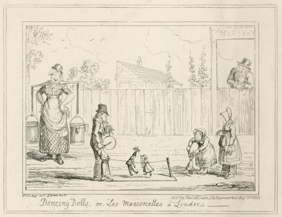 Tanssivat nuket tai Les Marionettes a Londres tekijältä George Cruikshank