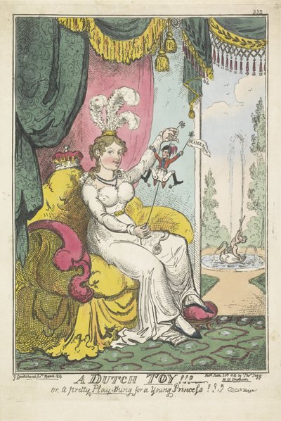 Oranssin prinssi prinsessa Charlotten leluna, 1814 Hollantilainen lelu!!! - tai nätti leikkijuttu Nuorelle Prinsessalle!!! (otsikko esineessä) tekijältä George Cruikshank