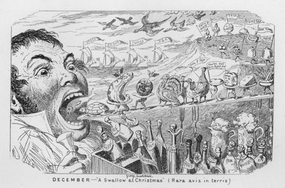 Joulukuu, Pääskynen jouluna (kaiverrus) tekijältä George Cruikshank