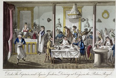 Illallinen Veryssa, Palais Royalissa - David Careyn "Elämä Pariisissa", Lontoossa tekijältä George Cruikshank