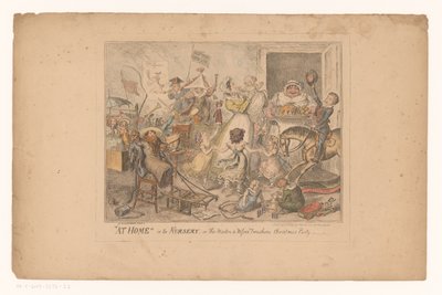 Feest in de kinderkamer Kotona päiväkodissa tai Masters & Misss twoshoes -joulujuhlat (nimi esineessä) tekijältä George Cruikshank