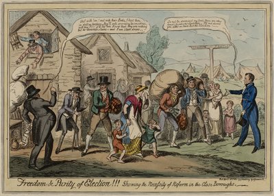 Vapaus ja vaalien puhtaus!!! Showing the Necession of Reform in the Close Boroughs, julkaistu 23. huhtikuuta tekijältä George Cruikshank
