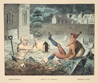 Hei! Sanoo Thimble!, pub. 1809 (käsinvärinen kaiverrus) tekijältä George Cruikshank