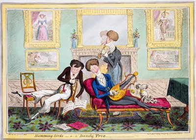 Humming-birds tai Dandy Trio, pubi. 1819 (käsinvärinen kaiverrus) tekijältä George Cruikshank