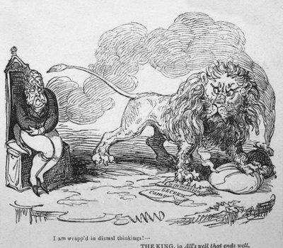 Olen kietoutunut synkkiin ajatuksiin!, c1820. tekijältä George Cruikshank