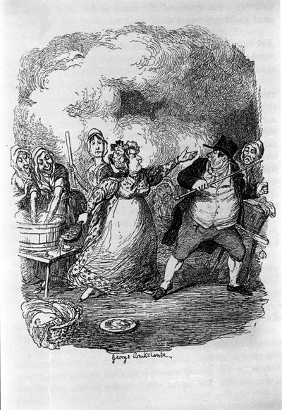 Kuvitus "" Oliver Twist" (Olivier) Charles Dickens (1812-1870), George Cruikshank (1792-1878). tekijältä George Cruikshank