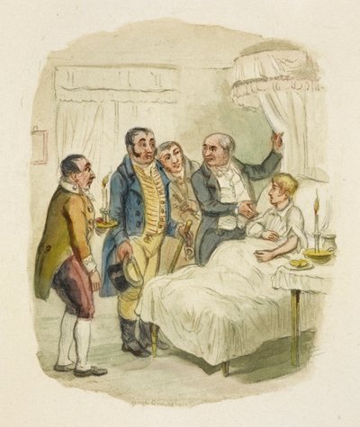 Kuvitus elokuvaan "Oliver Twist" tekijältä George Cruikshank